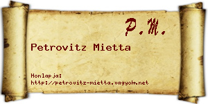 Petrovitz Mietta névjegykártya